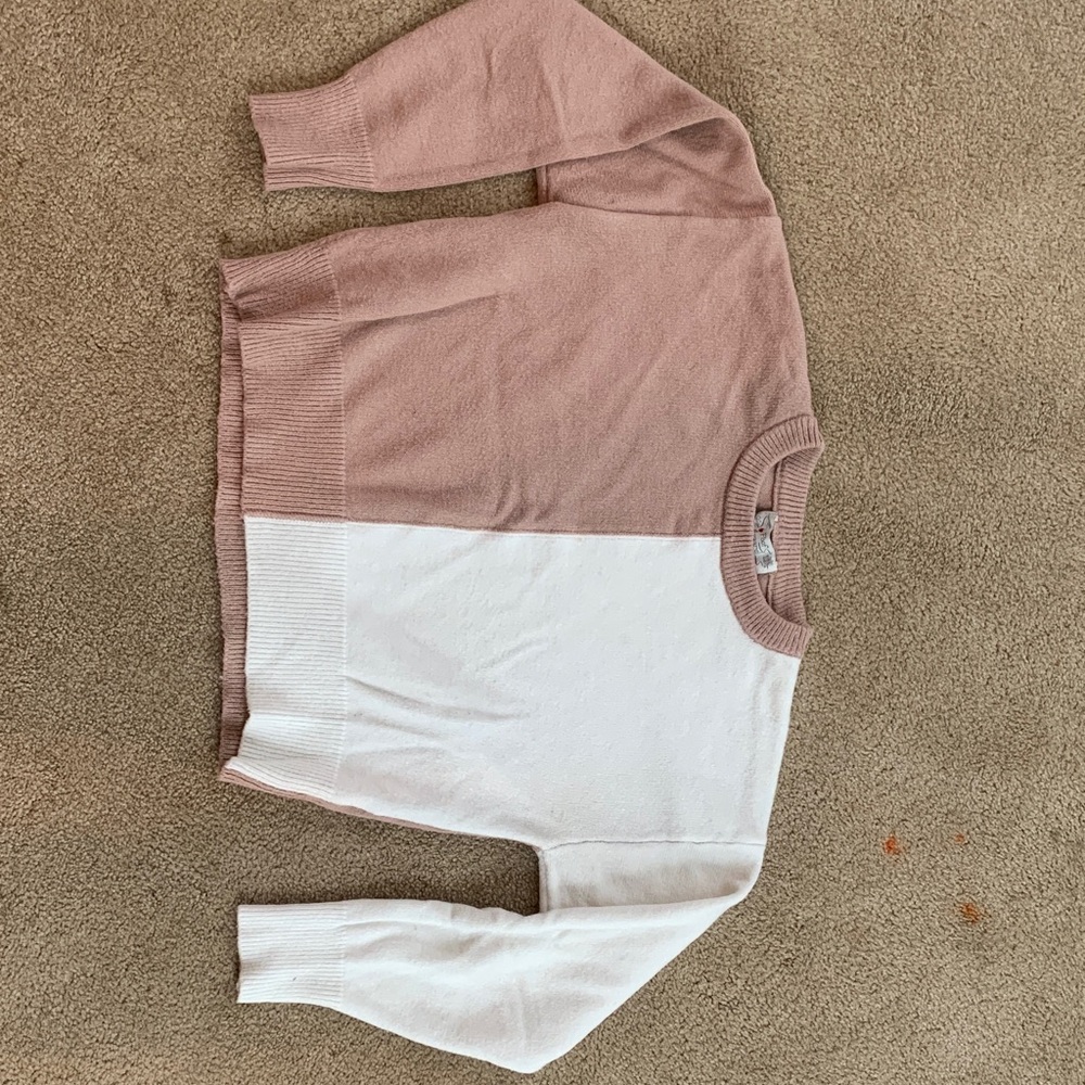 Two-Tone Pink and White Sweater